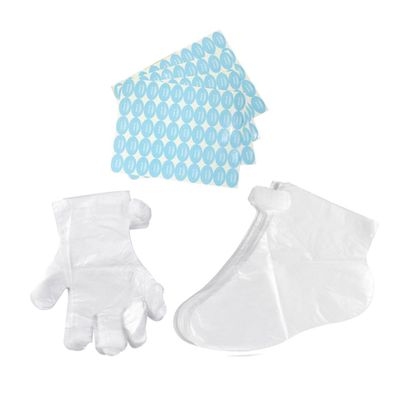 ANDRESLAD 200pcs Plastic Foot Gloves with Stickers for Spa and Pedicure Care Portable Pe Material Firm and Practical Use for Foot Treatment