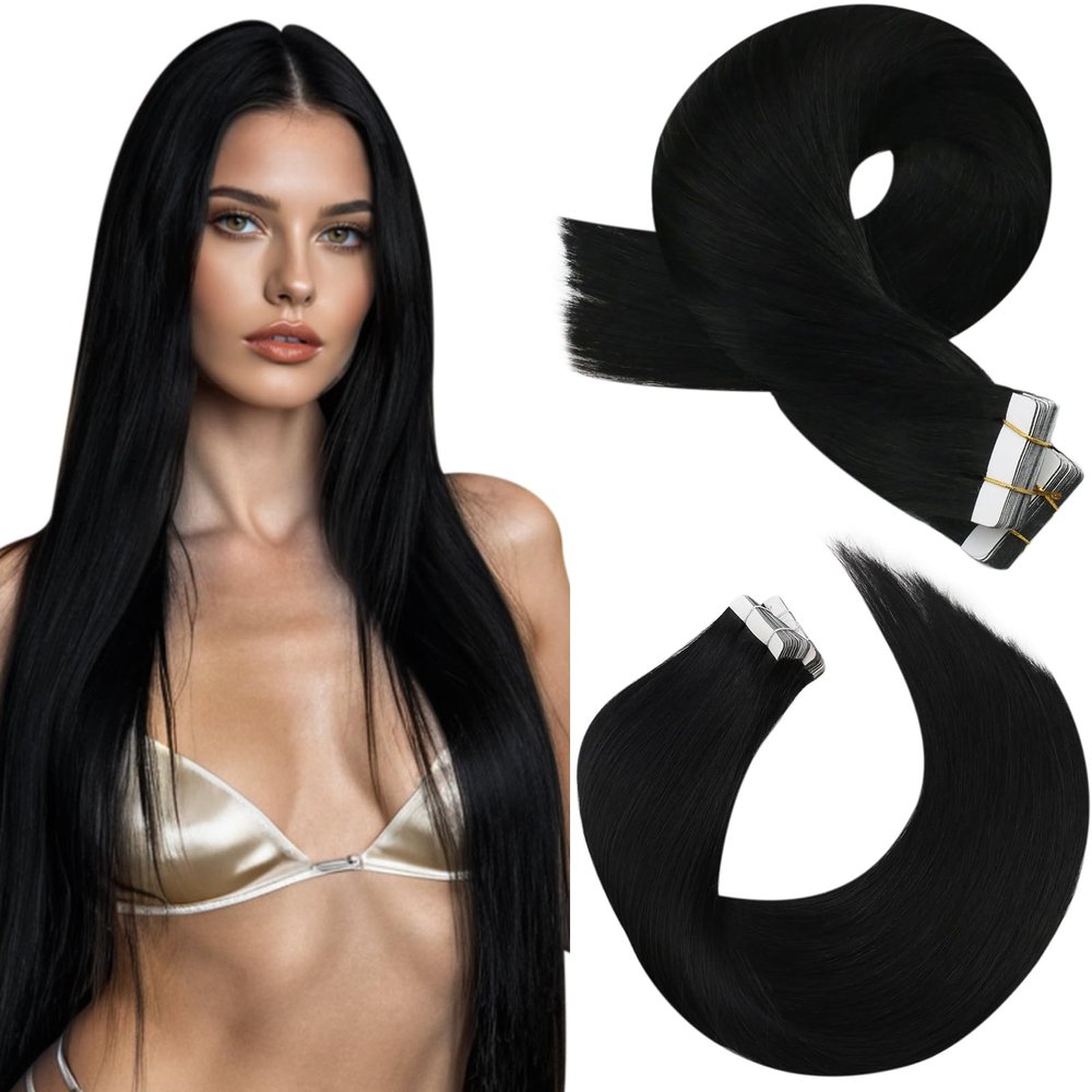 10 Inch 2 Packs Total 110G Hair Extensions Bundle-30G Black Tape in Hair Extensions+80G Balayage Brown and Blonde Clip in Hair Extensions