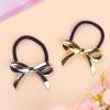 2 Pcs Hair Ties for Women Bowknot Ponytails Holder Elastic Rubber Hair Scrunchies Invisible Metal Hair Ties Elegant Hair Accessories Gold Silver Braid Curler Headpiece for Girl Thick Curl Hair Styling view 2