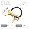 2 Pcs Hair Ties for Women Bowknot Ponytails Holder Elastic Rubber Hair Scrunchies Invisible Metal Hair Ties Elegant Hair Accessories Gold Silver Braid Curler Headpiece for Girl Thick Curl Hair Styling view 3