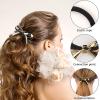 2 Pcs Hair Ties for Women Bowknot Ponytails Holder Elastic Rubber Hair Scrunchies Invisible Metal Hair Ties Elegant Hair Accessories Gold Silver Braid Curler Headpiece for Girl Thick Curl Hair Styling view 4