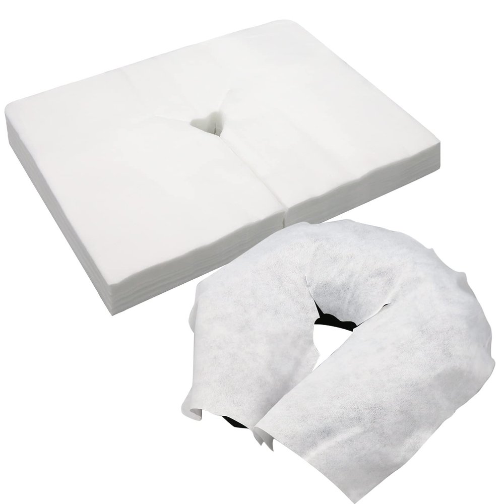 100PCS Upgrade Disposable Face Cradle Covers, Medical-Grade, Ultra Soft, Luxurious, Non-Sticking Massage Face Covers, Large Disposable Headrest Covers for Massage Tables and Massage Chairs