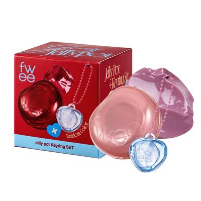 fwee Glowy Jelly Pot + Keychain SET | Dewy Jelly Lip & Blush Color, Tinted Glow Jelly Balm, Dewy Buildable Finish Lavender Whip (Creamy Lavender) | 0.14 oz