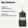 Amazon Essentials Waterproof Travel Toiletry Bag for Men and Women, Hanging Toiletry Bag, Dopp Kit with 2 Side Pockets, Multiple Interior Pockets, Handles Bathroom Spills/Splashes, Black view 2