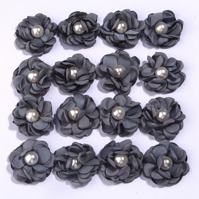 Silk Chiffon Flower Hair Accessories, Mint Blue with Gold Center, 10 Pieces (10Pcs #2)