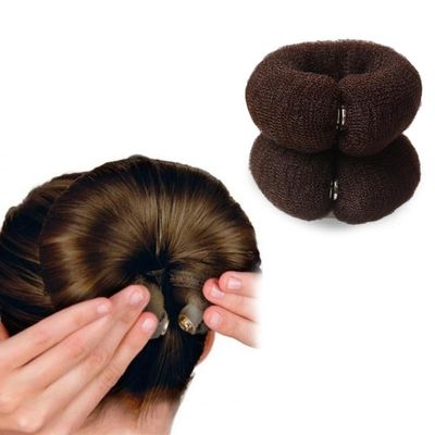 2 Pcs Magic Bun Maker Hair Styling Styler Hair Donut Ring Styler Hair Bun Maker Twist Ring Former Shaper Sponge Doughnut Donut Bun Shaper Hair Curler(khaki)