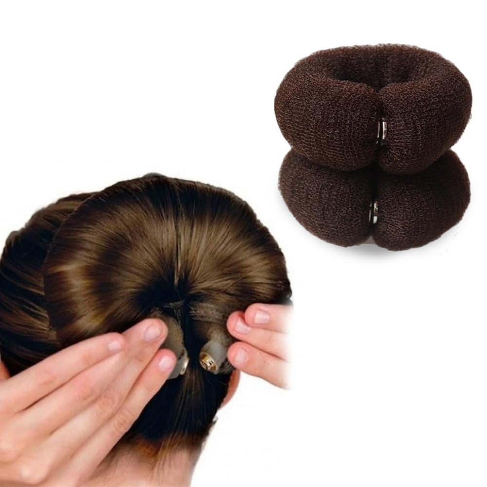 2 Pcs Magic Bun Maker Hair Styling Styler Hair Donut Ring Styler Hair Bun Maker Twist Ring Former Shaper Sponge Doughnut Donut Bun Shaper Hair Curler(khaki)