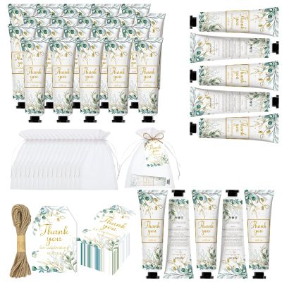 50 Sets Greenery Baby Shower Hand Cream Bulk Gifts, Wedding Bridal and Baby Shower Party Favors for Guests,Travel Size, Hand Lotion Set with Thank You Card and Organza Gift Bags(greenery)
