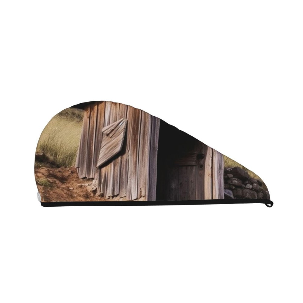 GDSHJKLW Old Ancient Outhouse Drying Hair Caps Super Absorbent Soft Hair Drying Towel Quick Dry Coral Velvet Hair Drying Cap Hair Turban for Women Wet Hair Long Thick Hair