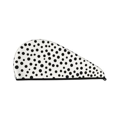 GDSHJKLW Black Dot Drying Hair Caps Super Absorbent Soft Hair Drying Towel Quick Dry Coral Velvet Hair Drying Cap Hair Turban for Women Wet Hair Long Thick Hair