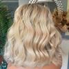 Anisah Ash Blonde Wig Human Hair 13x4 Transparent Lace Front Wigs Human Hair Short Bob Lace Front Wigs Pre Plucked Dark Roots Blonde Human Hair Wig (13x4 lace front wig, 14 Inch) view 4