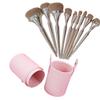 9pcs Gold Makeup Brush Set, Toothbrush Type Makeup Brush Full Set of Loose Powder Professional Foundation Highlight Concealer Brush (9 Brush + Pink Bucket) view 1