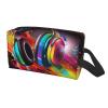 LHBWCVN Travel Toiletry Bag for Women Men Leather Makeup Bag Large Portable Travel Organizer Colorful Music Cosmetic Bag with Hanging Hook Travel Bathroom Bag Zipper Pouch Purse view 2