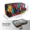 LHBWCVN Travel Toiletry Bag for Women Men Leather Makeup Bag Large Portable Travel Organizer Colorful Music Cosmetic Bag with Hanging Hook Travel Bathroom Bag Zipper Pouch Purse view 4