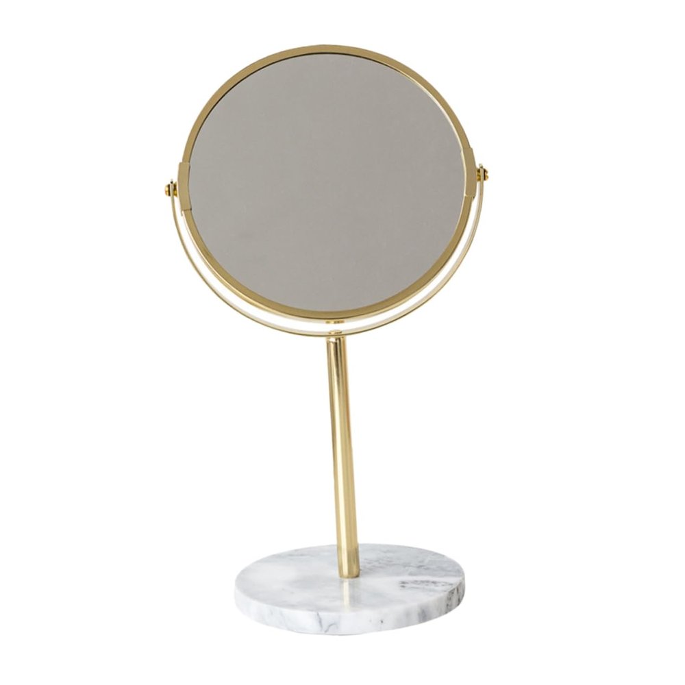 1pc Marble Vanity Mirror Gold Vanity Mirror Girl Cosmetics Mirror Countertop Vanity Mirror Vanity Mirror with Stand Raotating Mirrors Portable Makeup Mirror Dre