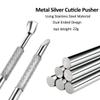 SUTOZMIWE Metal Silver Cuticle Pusher, Dual Ended Cuticle Remover and 100 Grit Sandpaper Sheets, Stainless Steel Durable Pedicure Manicure Tools for Fingernails and Toenails Dead Skin view 2