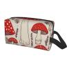 LHBWCVN Travel Toiletry Bag for Women Men Leather Makeup Bag Large Portable Travel Organizer Red White Mushroom Cosmetic Bag with Hanging Hook Travel Bathroom Bag Zipper Pouch Purse view 2