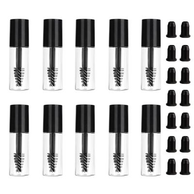 10Pcs 3ml Empty Mascara Tube with Wand Mini Eyelash Cream Bottles with Brush Rubber Inserts Small Sample Size Eyelash Growth packing Tube Container for Home Travel