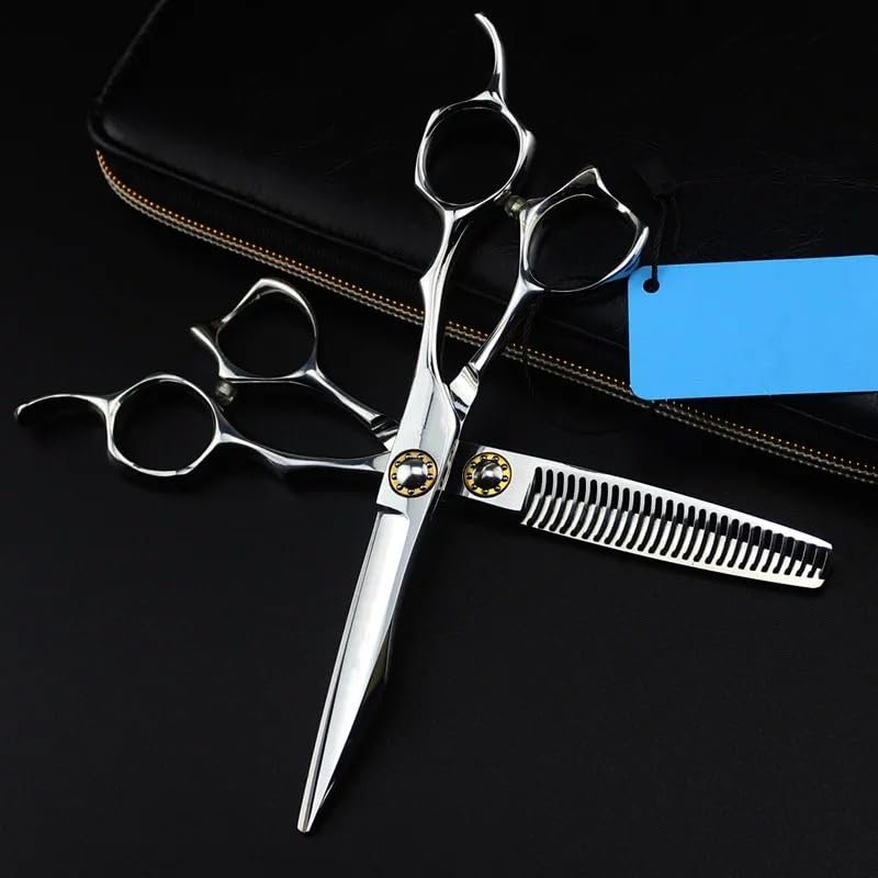Hair Cutting Scissors Shears Kit, 6 Inch Professional Japan 440c Steel Cut Hair Scissors Haircut Scissor Curved Thinning Barber Cutting Shears Hairdresser Scissors Set.