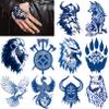 10 Sheets Viking Temporary Tattoos for Men and Women, Waterproof & Long-Lasting Temp Celtic Fake Tattoo Stickers for Adults, Tattoo Wolf Hawk Lion Dark Blue Parties Festivals Styling Accessories view 1