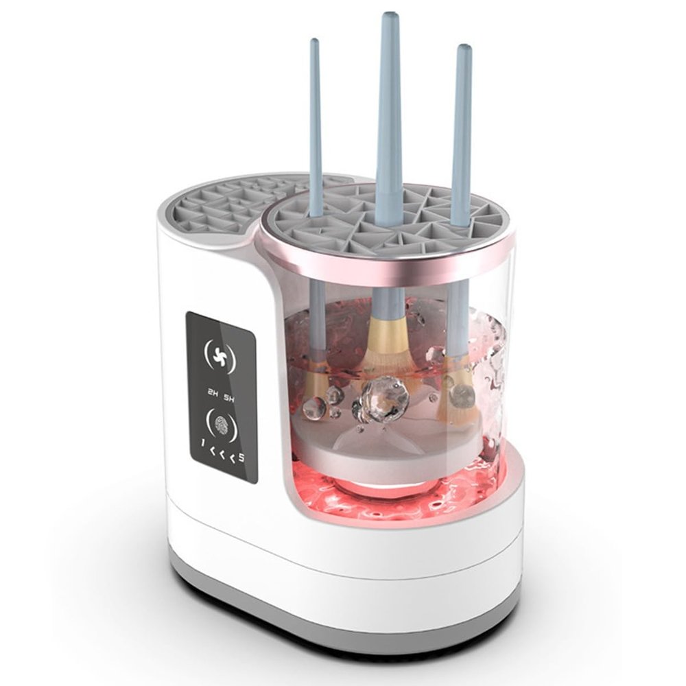 3 IN 1 Makeup Brush Cleaner Machine With Makeup Brush Dryer-Holder, Electric Makeup Brush Cleaner, Automatic USB Cosmetic Brushes Cleaner for All Size Beauty Makeup Brush Set,Contour, Eyeshadow