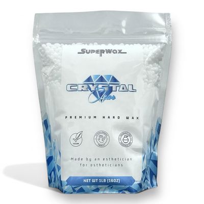 Hard wax beads - Crystal Clear Hard Wax by SuperWax. 1lb hypoallergenic vegan hard wax beads for hair removal. Perfect for sensitive skin.
