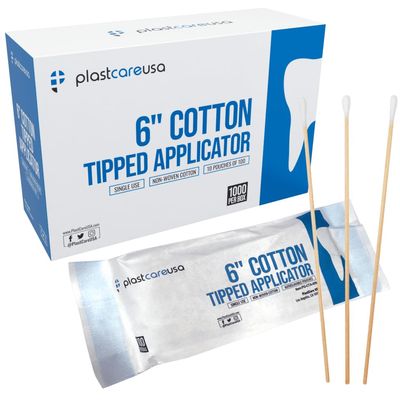 Cotton Tipped Applicators 6 Inch - Non Sterile Cotton Swabs with Wooden Sticks - Medical Cotton Tip Applicator for Multiple Uses (1000 Pack)