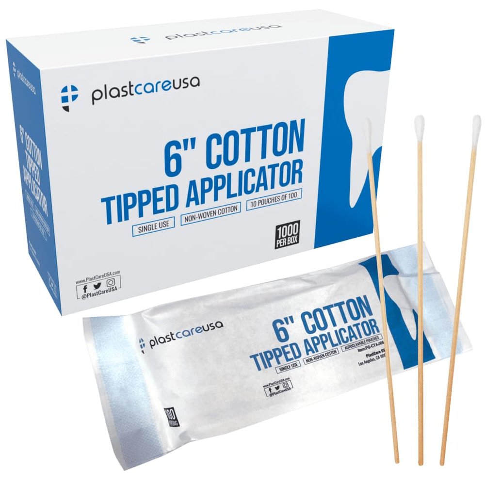 Cotton Tipped Applicators 6 Inch - Non Sterile Cotton Swabs with Wooden Sticks - Medical Cotton Tip Applicator for Multiple Uses (1000 Pack)