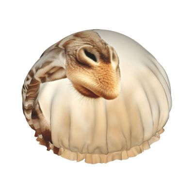 Animal Giraffe Print1 Print Shower Cap with Elastic and Reusable for Long and Short Hair,Double Layers Hair Cap