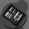 HIONJIN Manicure Beauty Tools Set Stainless Steel Nail Clippers Black PU Leather Clip view 2
