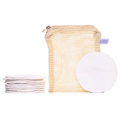 Reusable Cotton Pads for face, Reusable Cotton Rounds for Facial Cleansing, Bamboo, Reusable Makeup Remover Pads for face in Organic Cotton mesh Bag, 10 Pads, Oras Amazing Herbal