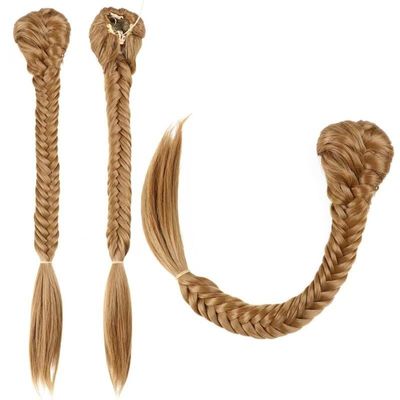 Hair extension, Bangs Hair Clip Synthetic Fishtail Plaited Braided Bangs One Pieces Natural False Hair Bang Front Braids Fringe Clip in Hair Extensions hairpieces(Gold)