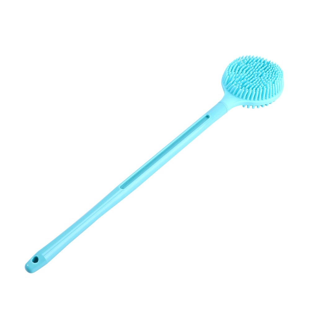 Double-Sided Bath Body Brush with Long Handle Silicone ABS Blue