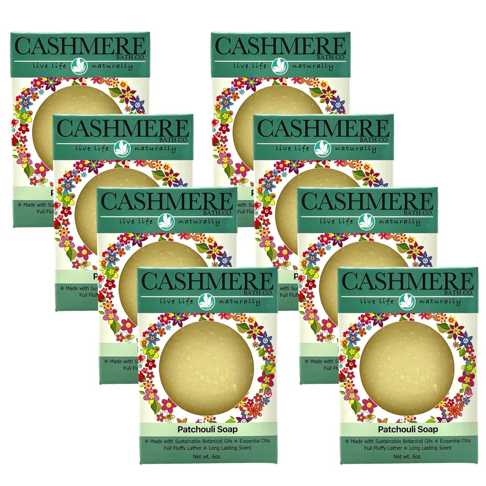 Cashmere Bath Handmade Cold Process Bar Soap - Soothing PATCHOULI Soap | Cleansing and Moisturizing, Exfoliating Properties | Natural | Vegan | 6oz | Case of (8)