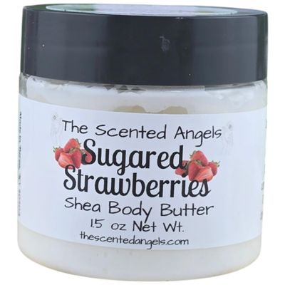 TSA Handmade Whipped Shea Butter Sugared Strawberries Body Butter Cream, Daily Moisturizing Shea Butter, Vitamin E, Mothers, Fathers, Women, Men, Teens, 1.5 oz Jar (1.5 oz, Sugared Strawberries)