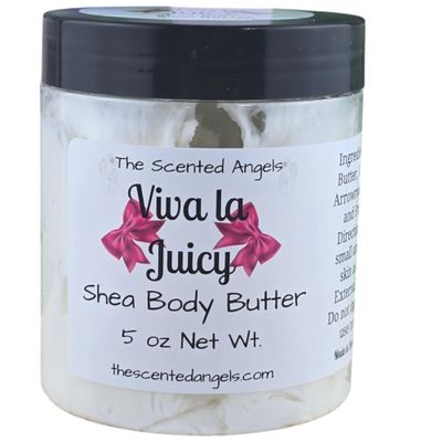 The Scented Angels TSA Handmade Whipped Shea Butter Viva la Juicy Body Butter Cream, Daily Moisturizing Shea Butter, Vitamin E, Mothers, Fathers, Women, Men, Teens, 5 oz Jar (5 oz, Viva la Juicy)