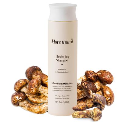 Morethan8 Korean Hair Thickening Shampoo with Matsutake mushroom, for Hair Loss and Hair growth  300ml 100% Vegan, Paraben&Sulfate&Silicon Free - more than 8