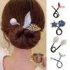 Tacarlha Lazy Hair Curler,Easy Bun Creator, Hair Bun Maker, Flower Fishtail Rhinestone Feather Hair Curler, Deft Bun Twister for Long Hair Women Hair Styling Accessories (E-3PCS) view 4
