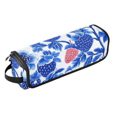 miaozhen Hair Tool Travel Bag with Heat Resistant Pad Large Hair Straigheners Travel Case for Flat Irons, Straighteners, Curling Irons, Plant Strawberry Blue Art Travel Accessory para planchar de