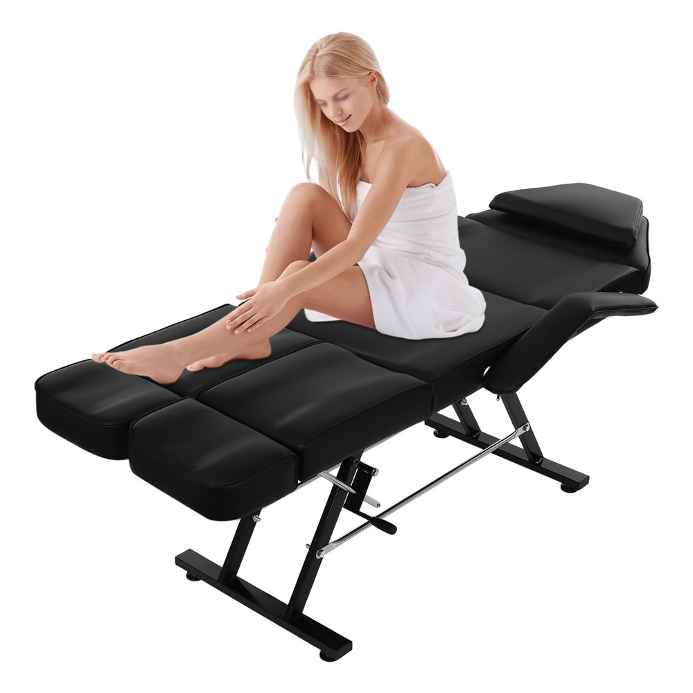 Facial Chair, Adjustable Tattoo Chair Salon Bed with Removable Head Pad and Face Hole, Multi-Functional 3-Section Client Facial Care Bed for Professional Massage Facial Lash Beauty Treatment Spa