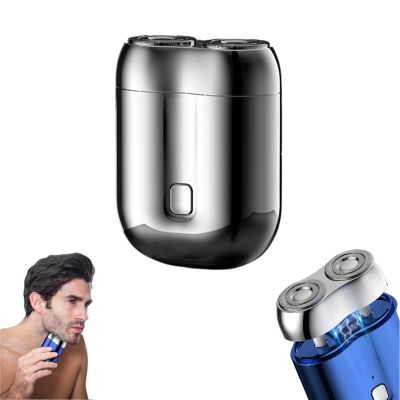Mini Dual-Head Electric Shaver Mini Electric Shaver,Pocket Shaver USB Mini, Washable Double Head Razor,Rechargeable Waterproof Compact Electric (Silver White)