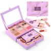 Color Nymph Small Makeup Palette Set for Face | Cosmetics Gift Set for Women & Girls | 12 Colors Eyeshadow, Blush, Highlighter, Contour Powder, Lip Gloss & Brush Kit | Travel-Friendly (Purple) view 1