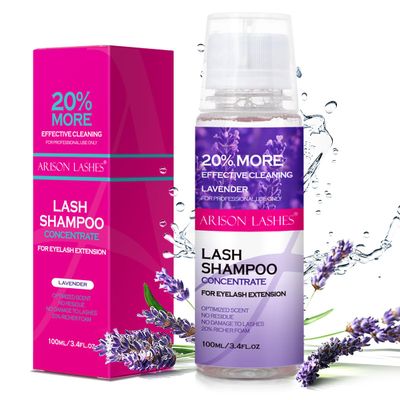 ARISON LASHES Lash Shampoo Concentrate for Lash Extensions 100ML Eyelash Cleanser Concentrate Oil-Free Eyelash Extension Shampoo with Salon Home Care(Lavender)