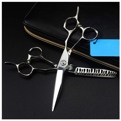 GenSDH Hair Cutting Scissors Set 6.0 Inch Hairdressing Scissors Flat Tooth Scissors Bang Scissors,Silver,6 Inch