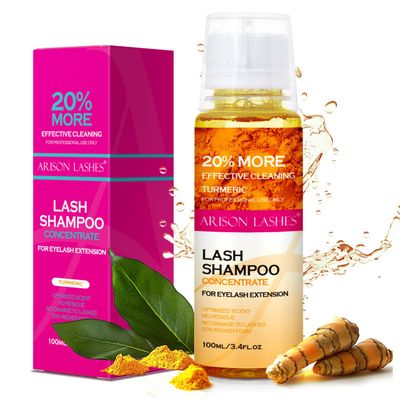 ARISON LASHES Lash Shampoo Concentrate for Lash Extensions 100ML Eyelash Cleanser Concentrate Oil-Free Eyelash Extension Shampoo with Salon Home Care(Turmeric)