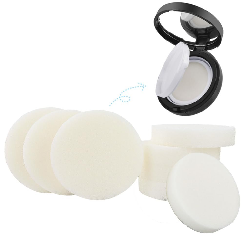 8Pcs Womens White Round Air Cushion Sponge Facial Powder Puff Makeup Beauty Face Foundation Blender Cosmetics Blush Applicators for Dry and Wet BB CC Cream