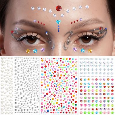 1780 Pcs Face Gems for Kids, Hair Gems for Women Rhinestones Eye Hair Jewels Diamonds Face Glitter for Makeup Hair Crafts Halloween Decor