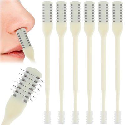 COMNICO 2-in-1 Nose Hair Trimmer, 6 Pcs Double Sided Nose Hair Knife Nose Manual Nasal Hair Cutter with Ear Picker Portable 360 Degree Rotating Nasal Hair Razor Cutter for Women Men