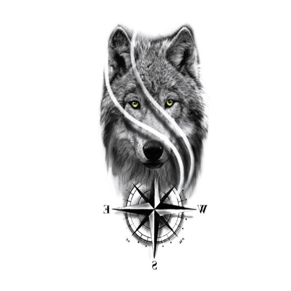 1 Sheet Wolf lion Tattoo Sticker Waterproof Lasting Temporary Tattoo(003)