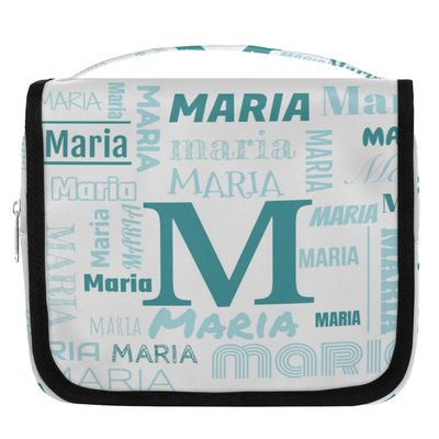 Skonsati Custom Initial Hanging Toiletry Bag Waterproof Cosmetic Makeup Organizer Personalized Travel Toiletry Bags with Hanging Hook for Women, Sky Blue